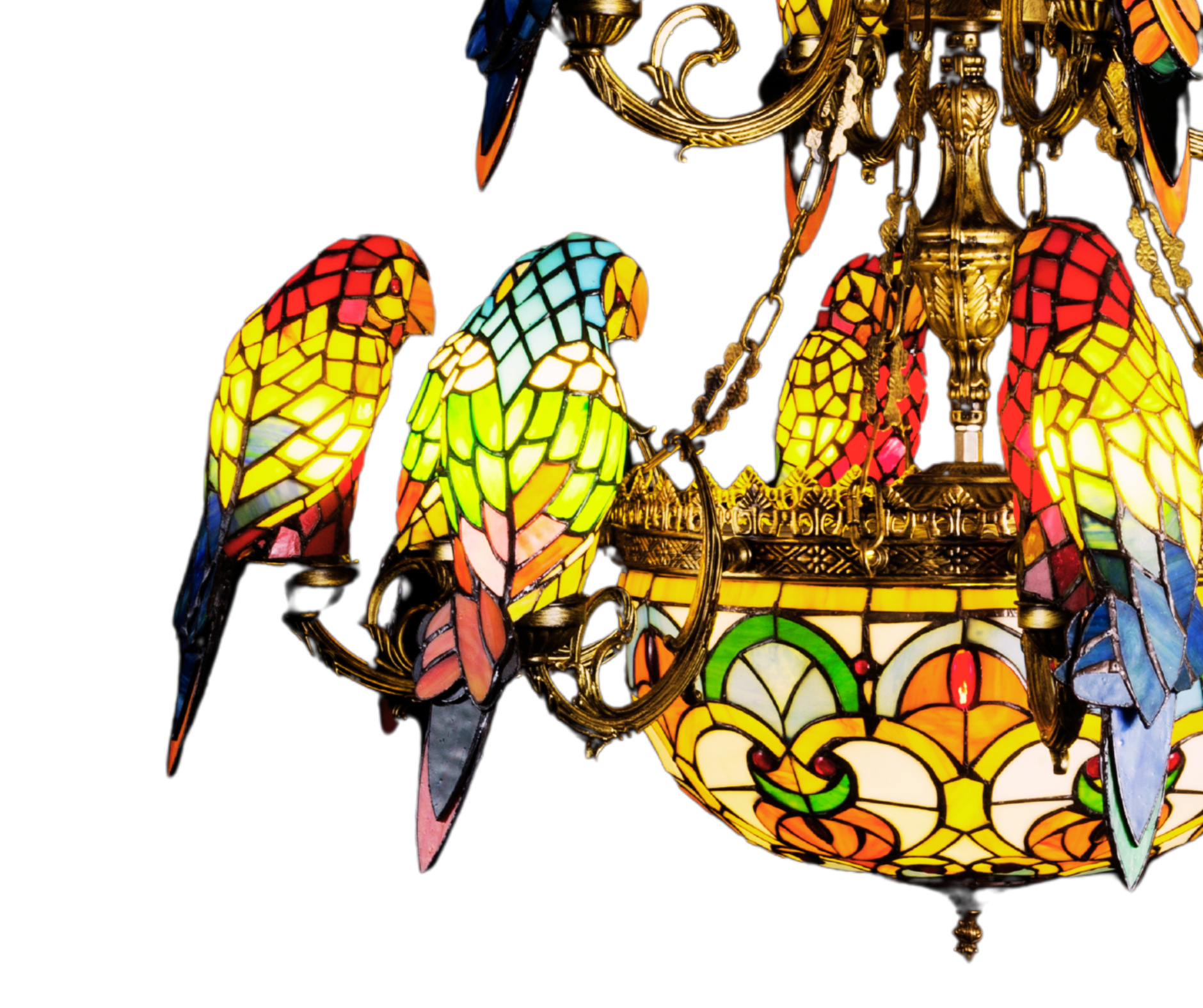 Parrot Stained Glass Chandelier