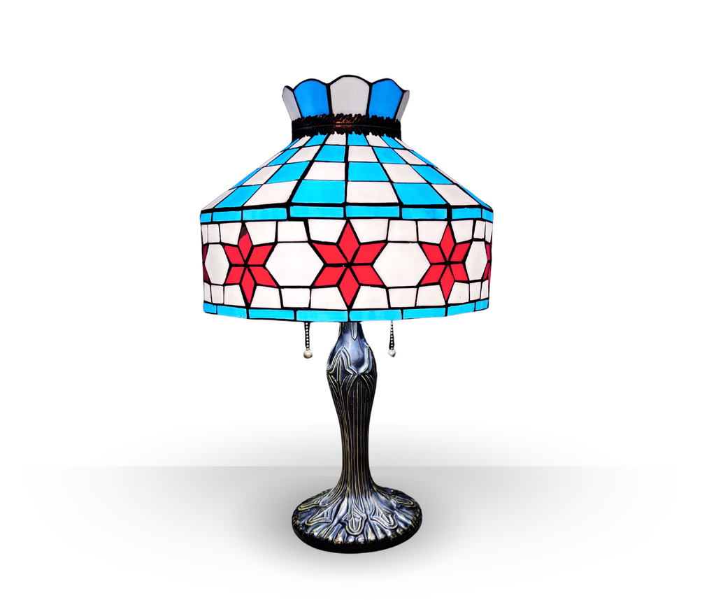 Chicago Flag Stained Glass Table Lamp