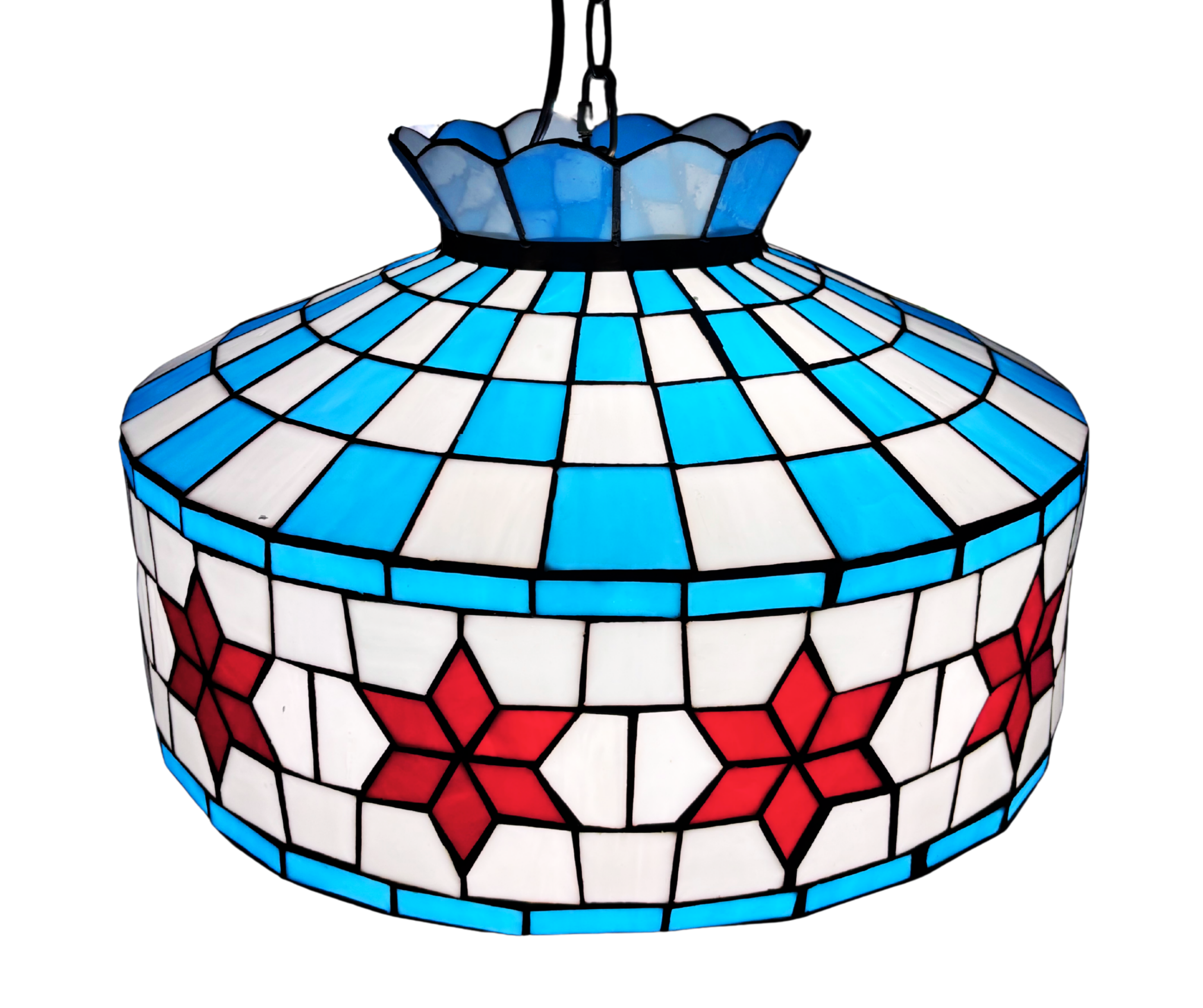 Chicago Flag Stained Glass Pendant Lamp
