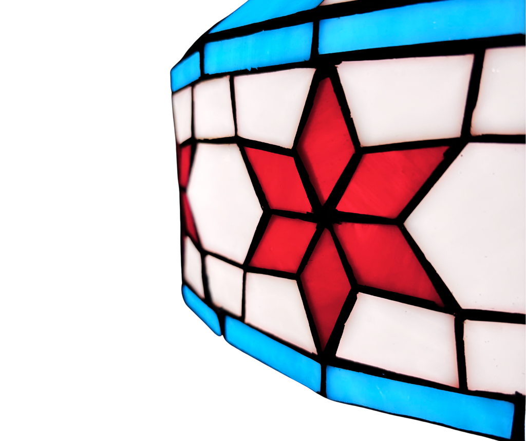 Chicago Flag Stained Glass Table Lamp