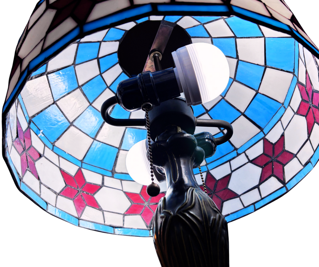 Chicago Flag Stained Glass Table Lamp