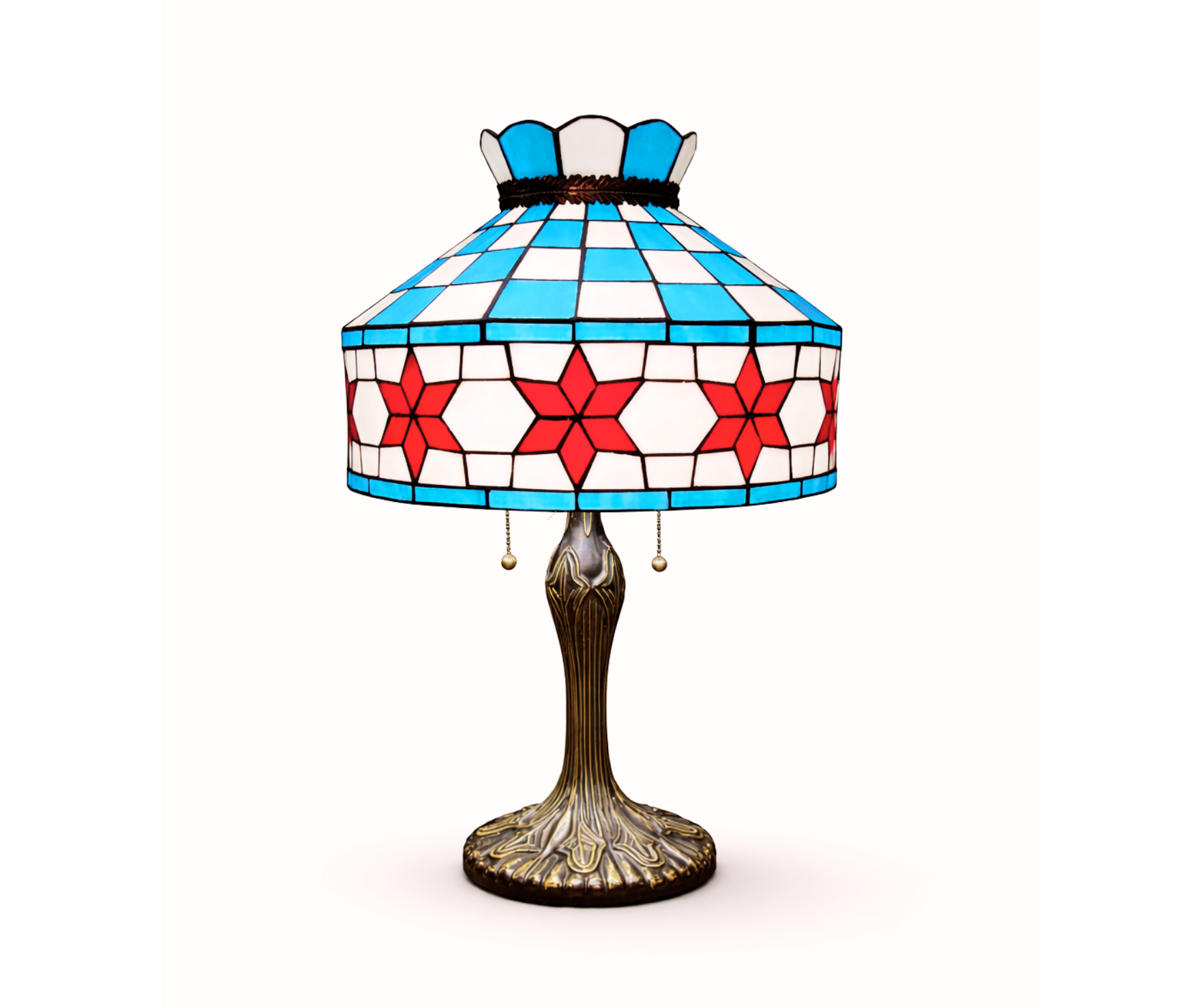 Chicago Flag Stained Glass Table Lamp