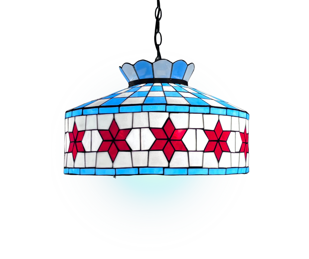 Chicago Flag Stained Glass Pendant Lamp
