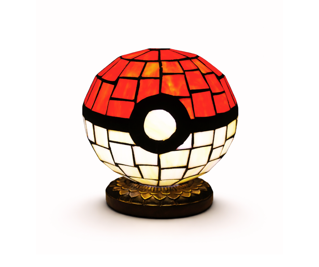Poké Ball Stained Glass Table Lamp