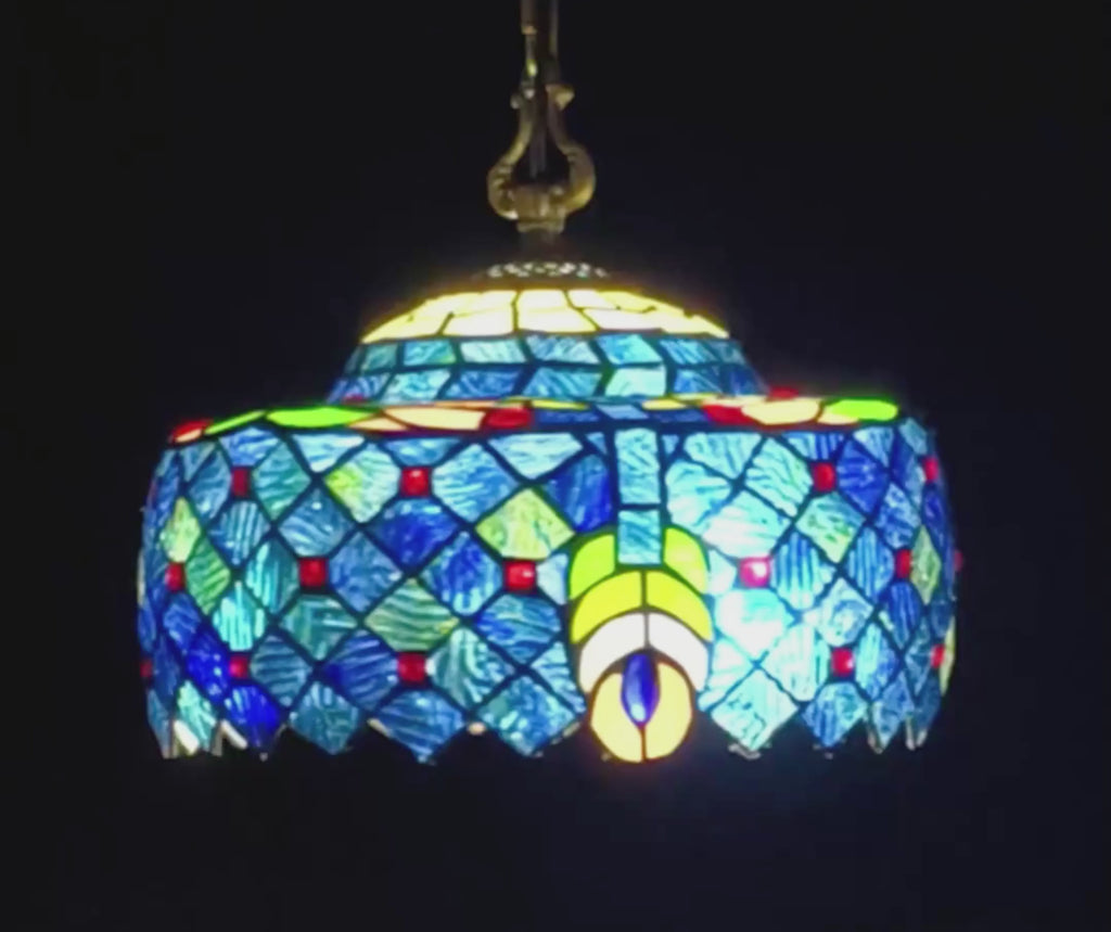 Peacock Stained Glass Pendant Lamp